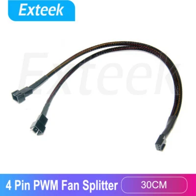 1 Female To 2 Way Male Splitter Sleeved 4-Pin PWM Connector Fan Extension Cable - image 1 of 4