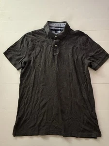 Tommy Hilfiger Shirt Men's Size L Large Grey Short Sleeve Polo Collared Logo - Picture 1 of 7