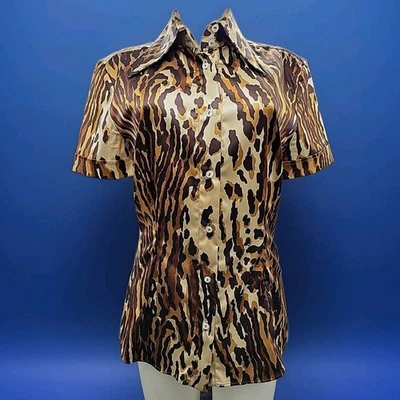 Blusa Dolce & Gabbana Mujer Mezcla Seda Estampado Animal Talla 44/US 8 Botones Frontales Foto 1 de 4