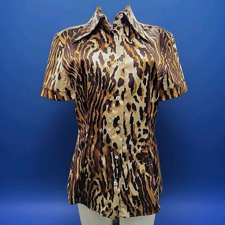 Blusa Dolce & Gabbana Mujer Mezcla Seda Estampado Animal Talla 44/US 8 Botones Frontales Foto 1 de 4