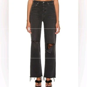 GRLFRND Bella Black Denim Jeans Distressed Low Rise Boyfriend Gr. 25 NEU Neu mit Etikett - Bild 1 von 14