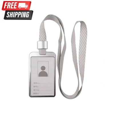 Estuche para tarjetas de identificación de aleación de aluminio con cordón desmontable de gancho de metal de 1 pieza Foto 1 de 4