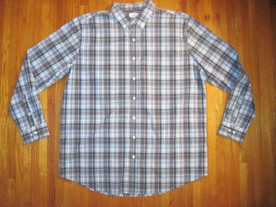 Camisa Oxford Croft & Barrow Fácil Cuidado Azul/Marrón Cuadros 2XLT NUEVA CON ETIQUETAS Foto 1 de 4