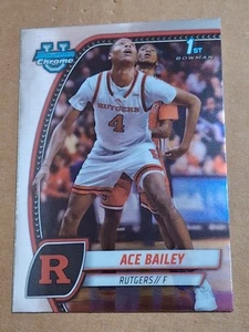 2024-25 ACE BAILEY BOWMAN UNIVERSITY CHROME NBA ROOKIE CARD RC #1 RUTGERS - Picture 1 of 2