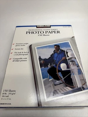 150 Sheets 8.5x11 KIRKLAND Professional Glossy Inkjet Photo Paper 69 lb 10.4 mil - Image 1 of 4