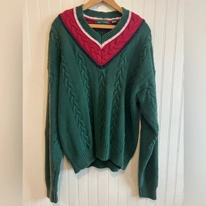 Mark Lewis Pullover Herren XL Cricket V-Ausschnitt Vintage 90er Zopfmuster - Bild 1 von 11