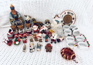 Christmas Lot of 40+ Items: Figures, Napkin Rings, Candle Holder Lots Of Vintage - Picture 1 of 10