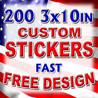 200 3x10 Custom Printed Full Color Outdoor Vinyl Car Bumper Sticker Logo Decal • 220.08$