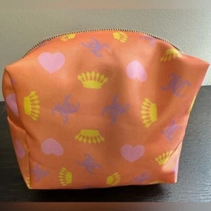 Juicy Couture Orange Cosmetic Bag With Crown & Heart Pattern - Picture 1 of 3