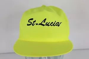 Vintage 90s Streetwear Spell Out St Lucia Snapback Hat Cap Highlighter Yellow - Picture 1 of 9