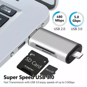 USB-C Type-C SD/Micro SD/SDHC/SDXC OTG Memory Card Reader For PC Phone Tablet - Picture 1 of 9