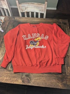 Kansas Jayhawks Jones & Mitchell Sweatshirt No Shrink 2XL XXL Red  - Picture 1 of 11