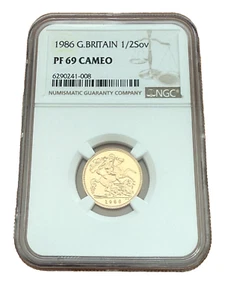 Great Britain 1986 Gold 1/2 Sovereign NGC PF69 Cameo - Picture 1 of 2