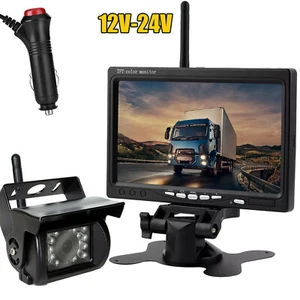 12-24V Wireless Reverse Rear View Camera w/ 7" Car Monitor for Truck Caravan RVs - Picture 1 of 23