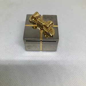 Small Heavy Silvertone Gift Paperweight Picture Frame Clock, Needs Battery - Picture 1 of 8