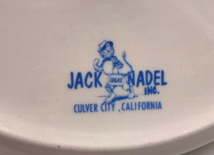 Jack Nadel Inc Aschenbecher rund weiß mit blauer Flamme Logo 6" Goldakzent - Bild 1 von 6