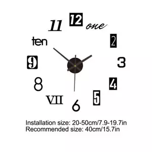 NEW 3D Wall Clock Mirror-Surface Large Modern DIY Sticker Home Shop Art Decor - Picture 1 of 12