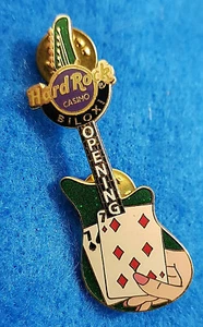 BILOXI CASINO GRAND OPENING PAIR SEVENS PLAYING CARDS GUITAR Hard Rock Cafe PIN - Picture 1 of 1