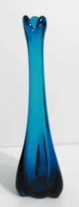Vintage Viking Glass Blue Swung Vase 9.5" MCM - Picture 1 of 10