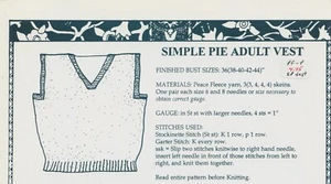 Peace Fleece Knitting Pattern - Simple Pie Adult Vest 36"-44" - Picture 1 of 1