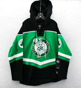 Boston Celtics Hoodie Medium Mens Green Black '47 Brand Superior Lacer Jersey - Picture 1 of 9