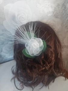 Gorgeous White Floral Hairpin with Embellishments and Foliage By Cara's Crowns - Picture 1 of 13