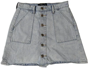 LUCKY BRAND UTILITY Women Size 4/27 Light Wash Denim Blue Button Front Skirt - Picture 1 of 15
