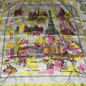 Bufanda de recuerdo vintage de París - Torre Eiffel NOS 29x31 - Imagen 1 de 6