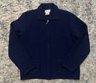 Talbots Navy Blue 100% Wool Sweater Full Zip Sz Small