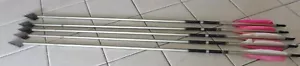 VINTAGE 5 EA WOODEN BROADHEAD HUNTING ARROWS RAULF FON DU LAC WI - 11/32" X 31" - Picture 1 of 4
