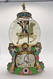 Disney Mickey & Minnie Mouse Carousel Collection Waltz Glass Snowglobe 10" Tall - Picture 1 of 3