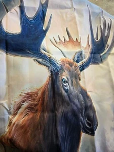 HommomH Moose Shower Curtain 36×72inch Rustic Wilderness with Hooks - Picture 1 of 6