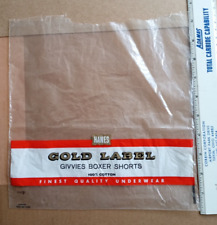 VTG PLASTIC ADV SACK BAG HANES GOLD LABEL GIVVIES BOXER SHORTS UNDERWEAR 1960s