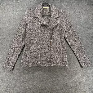 Michael Kors Jacket Womens S Black Gray Full Zip Asymmetric Ladies Classic Motor - Picture 1 of 8