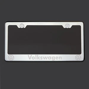 8K Polish Mirror Stainless Steel Fit VW Laser Etched License Plate Frame - Picture 1 of 6