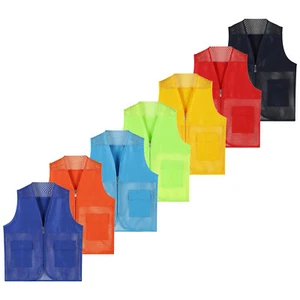 Kids Tops Supermarket Vest Fishing Uniform Neck Girls Boys Camp With Pocket V - Picture 1 of 44
