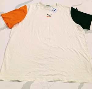 Puma Casual Off White T-shirt Orange And Black XL New - Picture 1 of 8