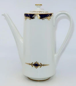 Aynsley, England 183 ROYAL BLUE Cobalt Blue & Gold Coffee Pot w/Lid, 9 1/2" - Picture 1 of 7