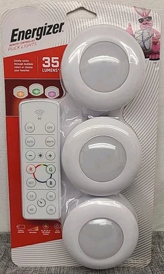 Energizer 3 Pack Wireless LED Color-Changing Puck Lights No Wiring Needed NEW - Image 1 of 2