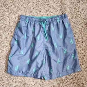 johnnie-O Blue Swim Trunks Men Sz L All Over Logo Design - Picture 1 of 7