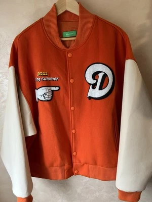 Doncare varsity jacket, orange,size L, wore once!! - Image 1 of 4