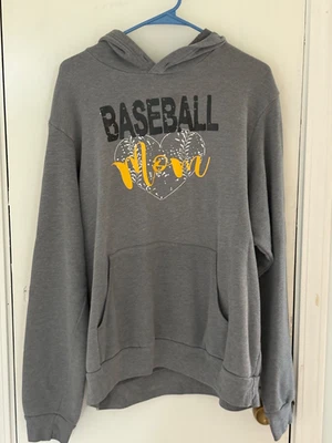 Women's Hoodie, Cavas Bella, Gray, Baseball Mom, XL - Image 1 of 3