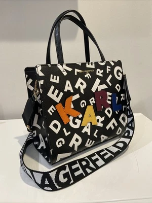 KARL LAGERFELD PARIS Multi Combo Crossbody Satchel Bag Black/White - Image 1 of 4