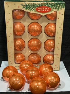 Vintage Orange Shiny Brite ~Glass ~Christmas Tree ~ Ornaments ~ - Picture 1 of 8