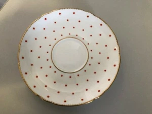 Rare Shelley orange/red polka dot saucer scalloped with gold trim. - Picture 1 of 3