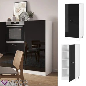 Vorratsschrank Küchenschrank R-Line Solid Weiß Schwarz 60 cm große Tür Vicco - Bild 1 von 8