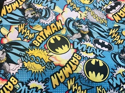 New!!! BATMAN DC COMICS 100% COTTON FABRIC BTHY 18”x44” Kaboom Whak Wham - Image 1 of 2