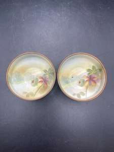 Nippon pintado a mano sal abierta, plato de nueces o tazón de inmersión bisque antiguo - Imagen 1 de 7