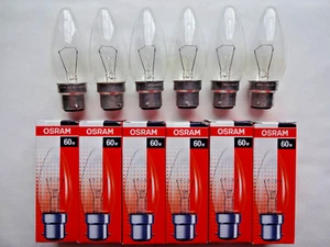8x 60w B22 Bayonet Push In Clear Incandescent Candle Lamps BC Proper Bulbs Lamps - Picture 1 of 14