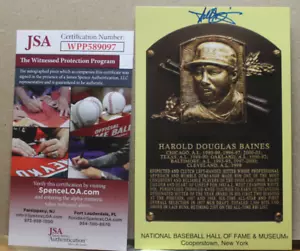 "HAROLD BAINES" HALL OF FAME GOLD PLAQUE POST CARD(JSA) - Picture 1 of 2